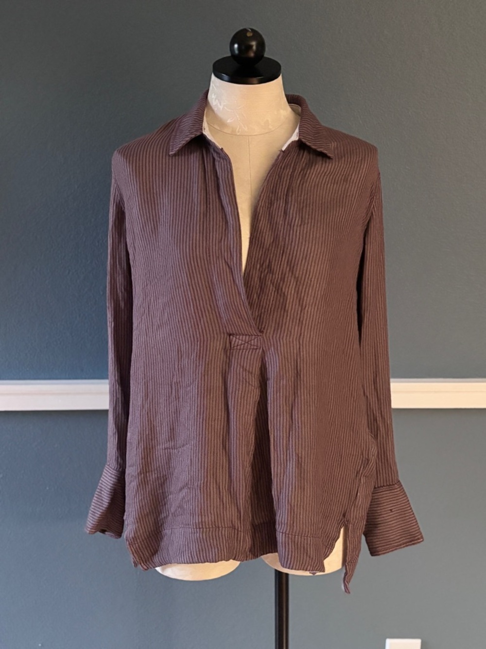 Free People On The Road Striped Tunic in Cranberry Size Small NWT - Picture 3 of 12